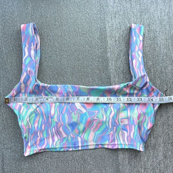 NWT Peixoto Jada Square Neck Crop Top Bra Low Impact Workout Swim Bralette Small - Picture 5 of 11